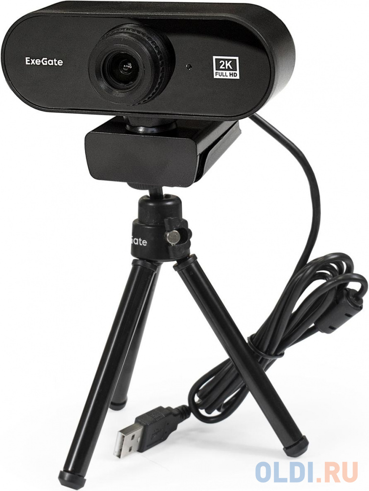 Exegate EX287380RUS Веб-камера ExeGate Stream C940 2K T-Tripod (матрица 1/3" 5Мп, 2560x1440, 30fps, 4-линзовый объектив, ручной фокус, USB, микро