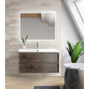 Тумба с раковиной BelBagno Albano 90 Rovere Nature Grigio (ALBANO-900-2C-SO-RNG, BB900/455-LV-MR-ALR)