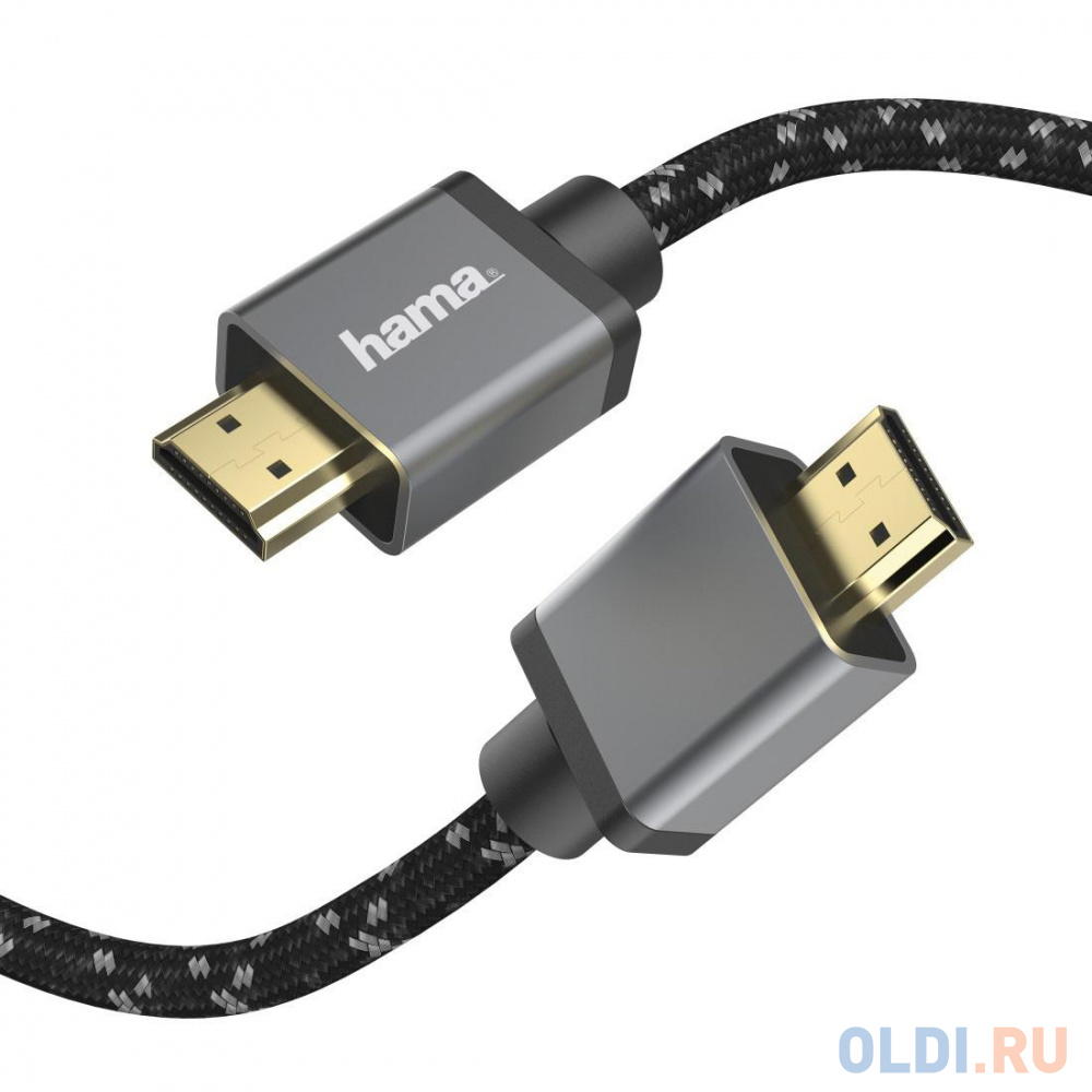 Кабель HDMI 2м HAMA 00200504 круглый черный/серый