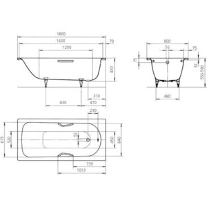 Ванна стальная Kaldewei Saniform Plus Star 337 Easy-Clean Anti-Slip 180x80 см, с отверстиями для ручек (133730003001) в Москвe