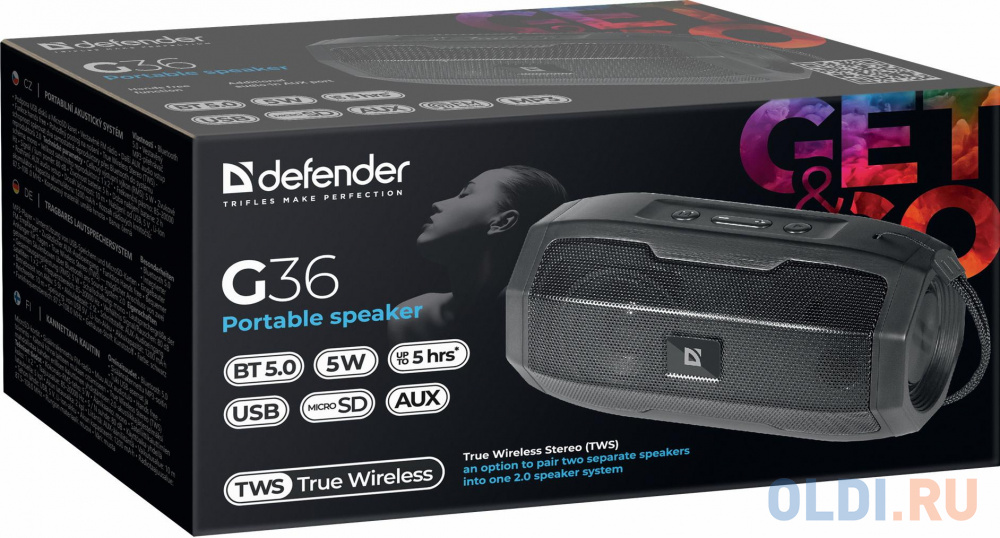 Колонка портативная Defender G36 65036 1.0 (моно-колонка) Черный в Москвe