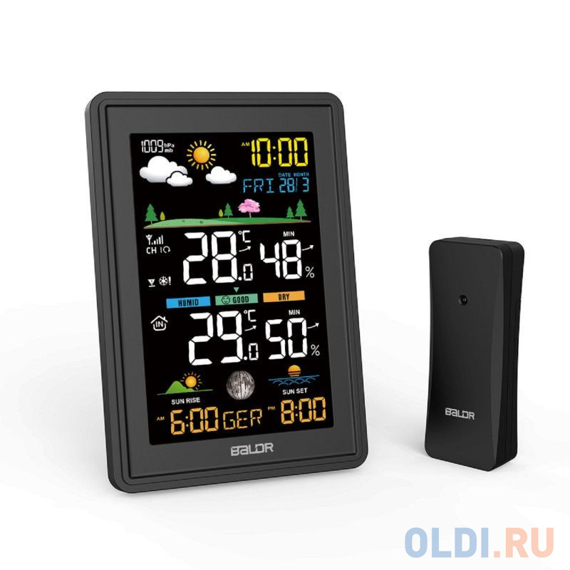 BALDR B0360WST2H2PR-V3-BLACK Беспроводная Метеостанция с функцией отображения давления, черный