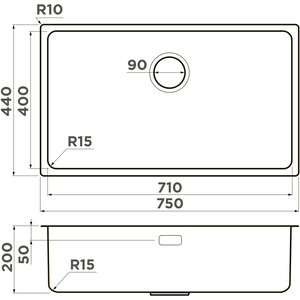 Кухонная мойка Omoikiri Tadzava 75-U/I-IN ULTRA 15 нержавеющая сталь (4997119)