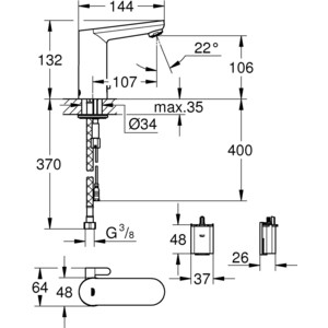 Смеситель для раковины Grohe Eurosmart Cosmopolitan E инфракрасный, со смешиванием (36327001) в Москвe