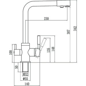 Смеситель для кухни Savol с подключением фильтра, хром (S-L1801)