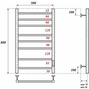 Полотенцесушитель электрический Point Аврора П8 500x800 бронза (PN10858BR)