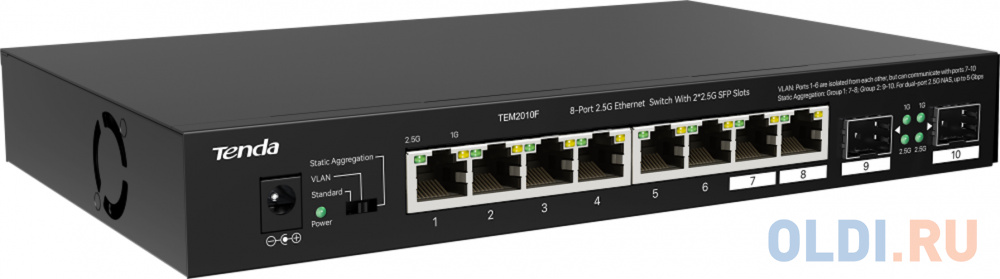 Коммутатор 8PORT 2.5G /2SFP TEM2010F TENDA