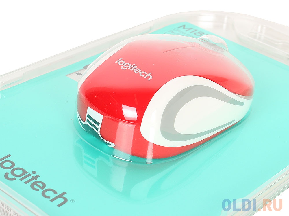 Мышь (910-002732) Logitech Wireless Mini Mouse M187, Red