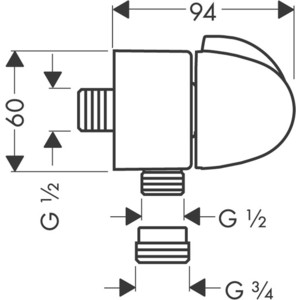 Шланговое подключение Hansgrohe FixFit Wall E stop с вентилем (27452000)