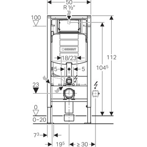 Инсталляция для унитаза Geberit Duofix Sigma20 с клавишей белый/хром (111.300.00.5, 115.882.KJ.1)