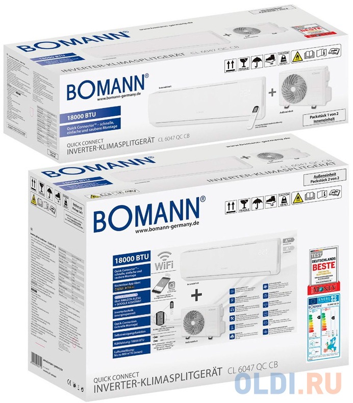 Сплит-система инверторного типа Bomann CL 6047 QC CB 18000 BTU/h WiFi комплект