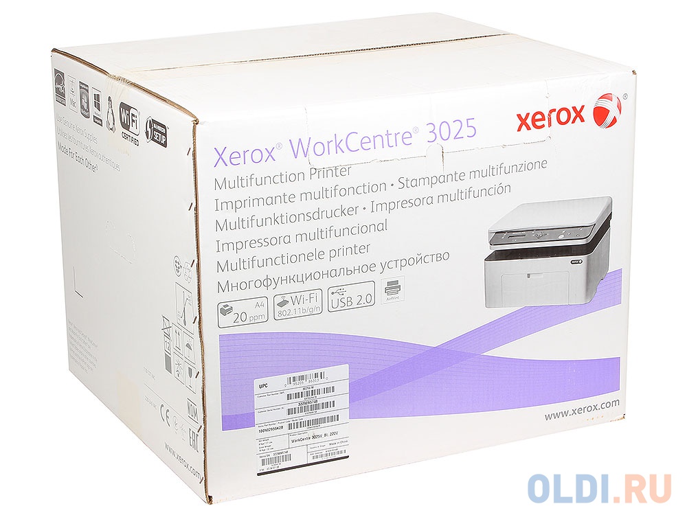 МФУ Xerox WorkCentre 3025V_BI Монохросный. A4, 20 стр/мин, до 15К стр/мес, 128MB, USB, Wi-Fi. в Москвe