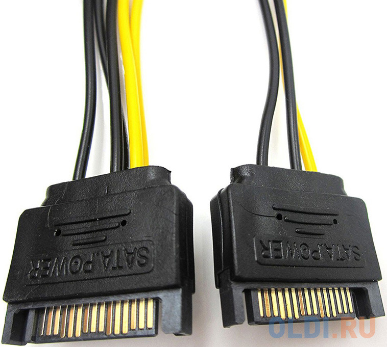 Переходник питания для PCI-Ex видеокарт 2 x SATA 15pin (M) - 8pin ORIENT C588