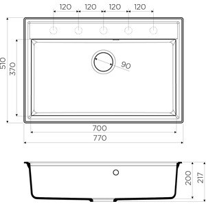 Кухонная мойка и смеситель Omoikiri Daisen 77 GR Nagano ленинградский серый (4993628, 4994219)