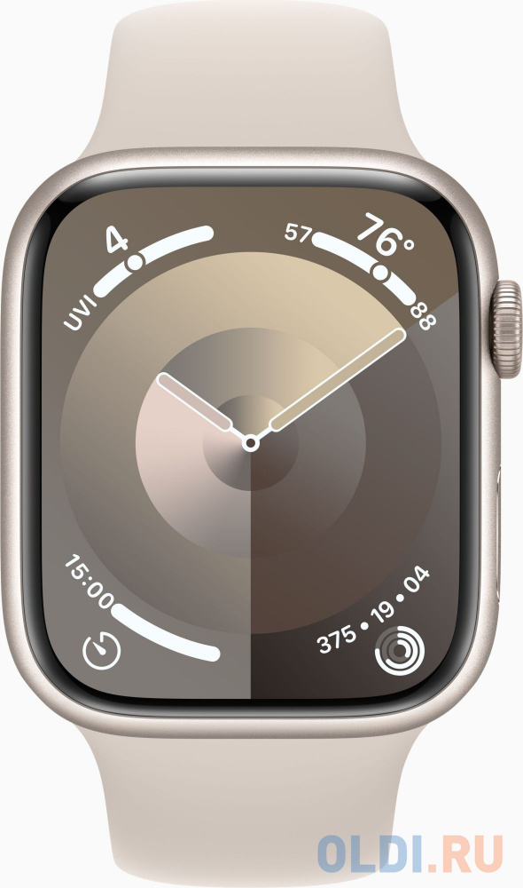 Смарт-часы Apple Watch Series 9 A2980 45мм корп.сияющая звезда Sport Band рем.сияющая звезда разм.брасл.:M/L (MR973ZP/A)