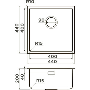 Кухонная мойка Omoikiri Tadzava 44-U/I-IN Ultra 15 нержавеющая сталь (4997114)