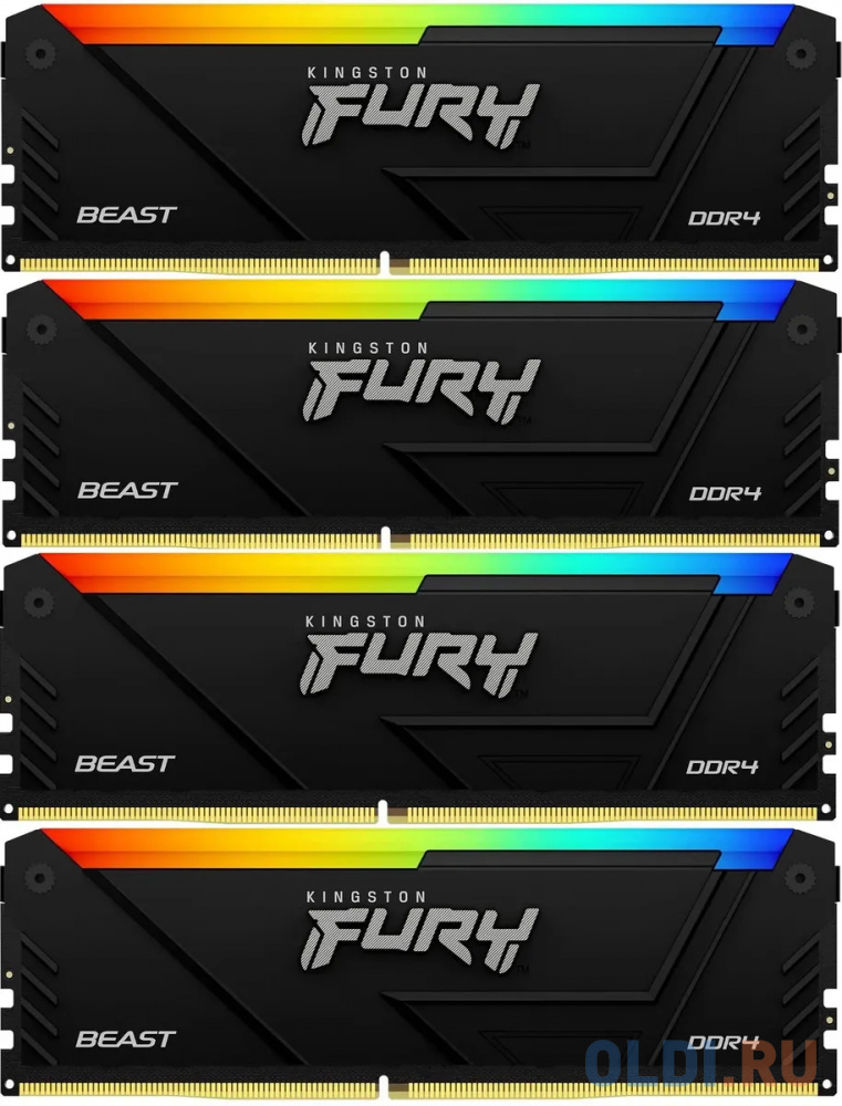 Память DDR4 4x8GB 3200MHz Kingston KF432C16BB2AK4/32 Fury Beast RGB RTL Gaming PC4-25600 CL16 DIMM 288-pin 1.35В dual rank с радиатором Ret