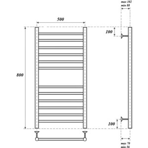 Полотенцесушитель водяной Point П12 500х800 хром (PN10158S)