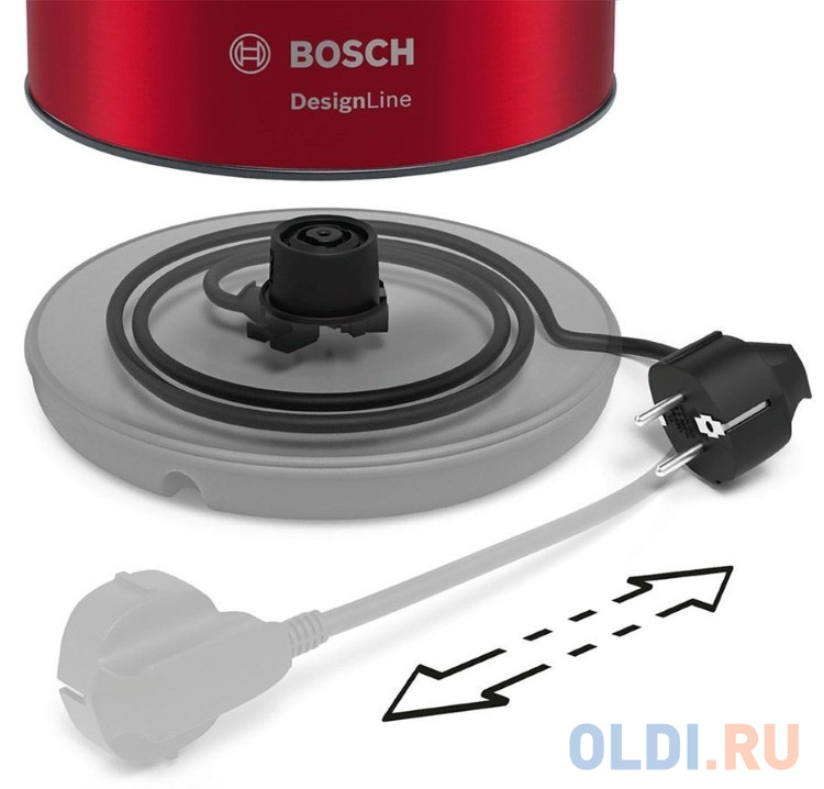 Чайник электрический Bosch TWK3P424 1.7л. 2400Вт красный (корпус: нержавеющая сталь)