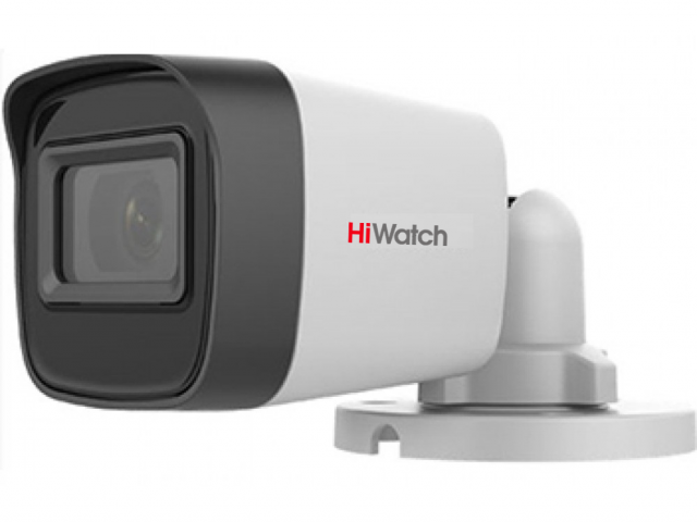Камера HD-TVI HiWatch DS-T500(С) 2.4 мм уличная, корпусная, 5Мпикс, CMOS, до 20 кадров/с, до 2560x1944, ИК подсветка 30 м, -40 - +60, белый