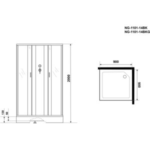 Душевая кабина Niagara NG-1101-14BK 90х90х200