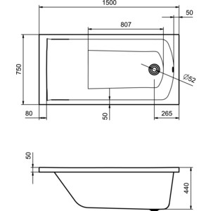 Акриловая ванна Santek Фиджи 150х75 (1WH501598)