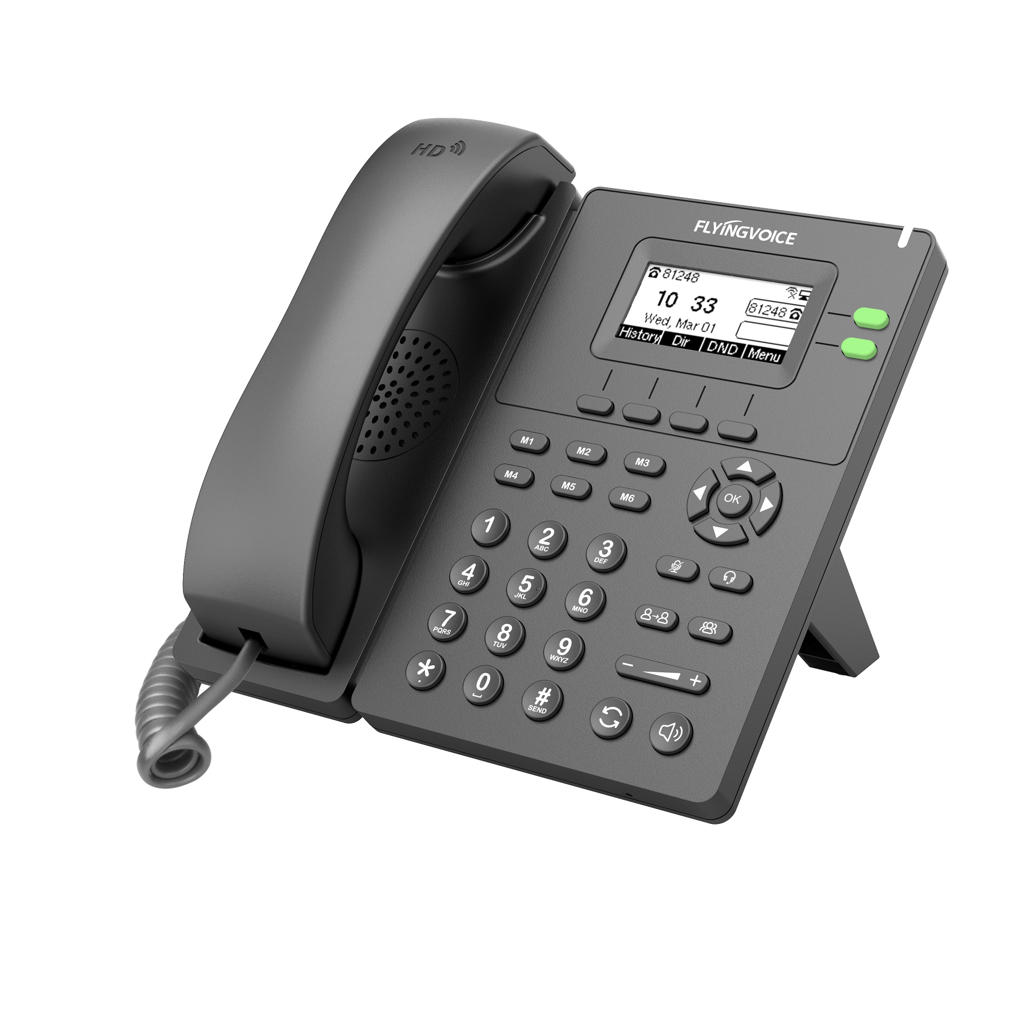 VoIP-телефон FLYINGVOICE P20G, 2 линии, 2 SIP-аккаунта, монохромный дисплей, серый (P20G)