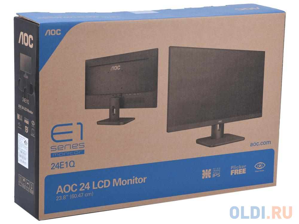 Монитор 23.8" AOC 24E1Q Black IPS 1920x1080, 4ms, 250 cd/m2, 1000:1 (DCR 20M:1), D-Sub, HDMI, DP, 2Wx2, Headph.Out, vesa