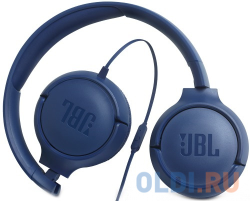 Наушники JBL JBLT500BLU синий Проводные / Накладные с микрофоном / Синий / 20 Гц - 20 кГц / 100 дБ / Одностороннее / Mini-jack / 3.5 мм в Москвe