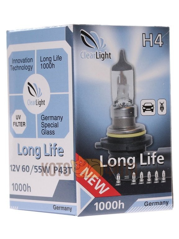 Лампа Clearlight H4 12V-60/55W LongLife MLH4LL