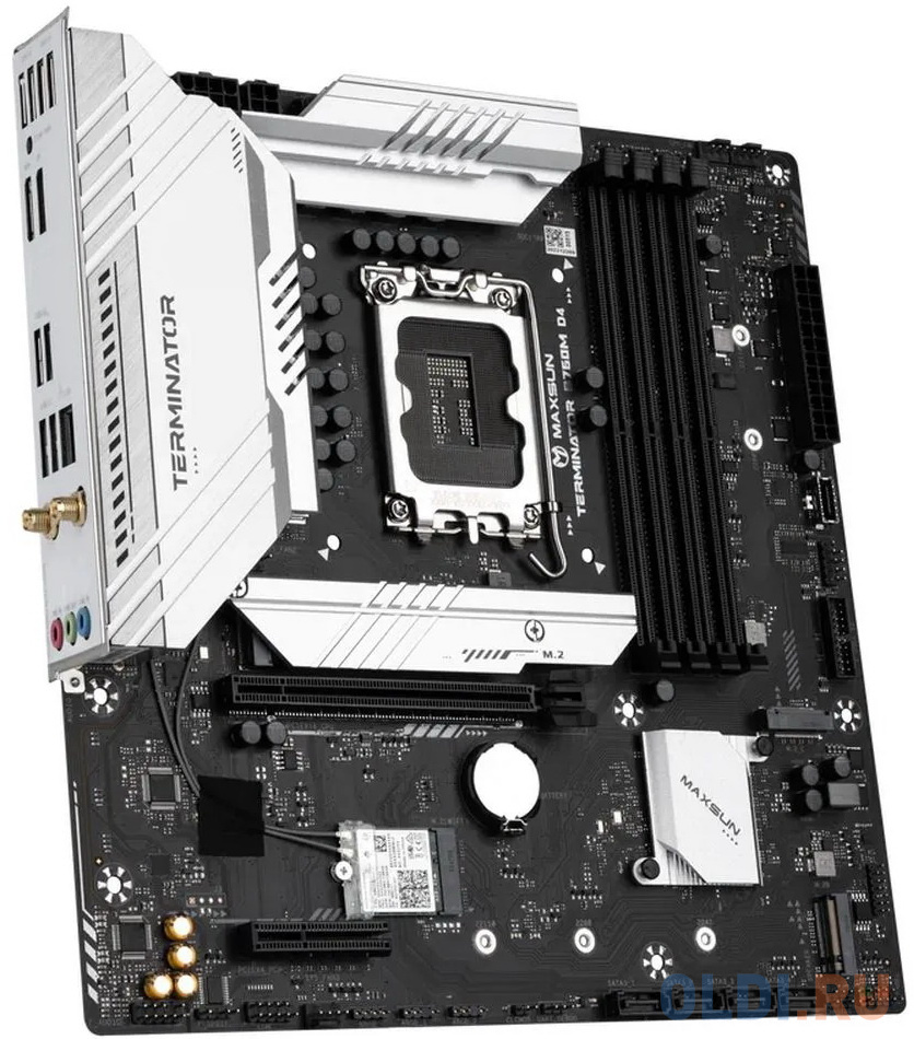 Материнская плата MAXSUN MS-Terminator B760M D5 WiFi, LGA1700, B760, 4*DDR5, 4*SATA3, 3*M.2, 2*USB 3.2, 6*USB 2.0, 1*PCIEx16, 1*PCIEx1, HDMI+DP, mATX