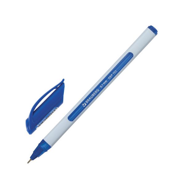 Ручка шариковая масляная BRAUBERG Extra Glide Soft White, СИНЯЯ, узел 0,7 мм, линия письма 0,35 мм, OBP155, (24 шт.)