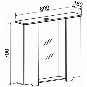 Зеркало-шкаф Emmy Агата 80х70 с подсветкой, белый (agt80mir1)