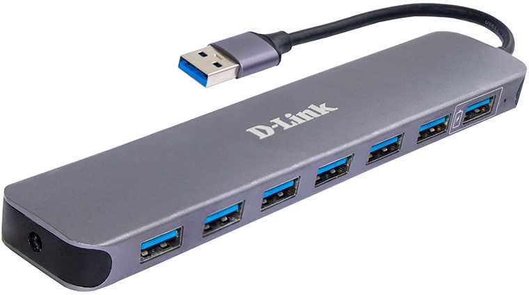 Хаб-разветвитель USB 3.0 D-Link DUB-1370 7порт. черный (DUB-1370/B1A) в Москвe