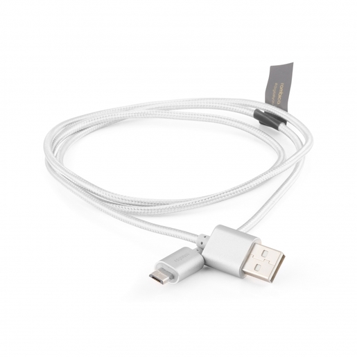 Кабель USB 2.0(Am)-Micro USB 2.0(Bm), 2.1A, 1м, серебристый Rombica Twist Silver (CB-C2U0S)
