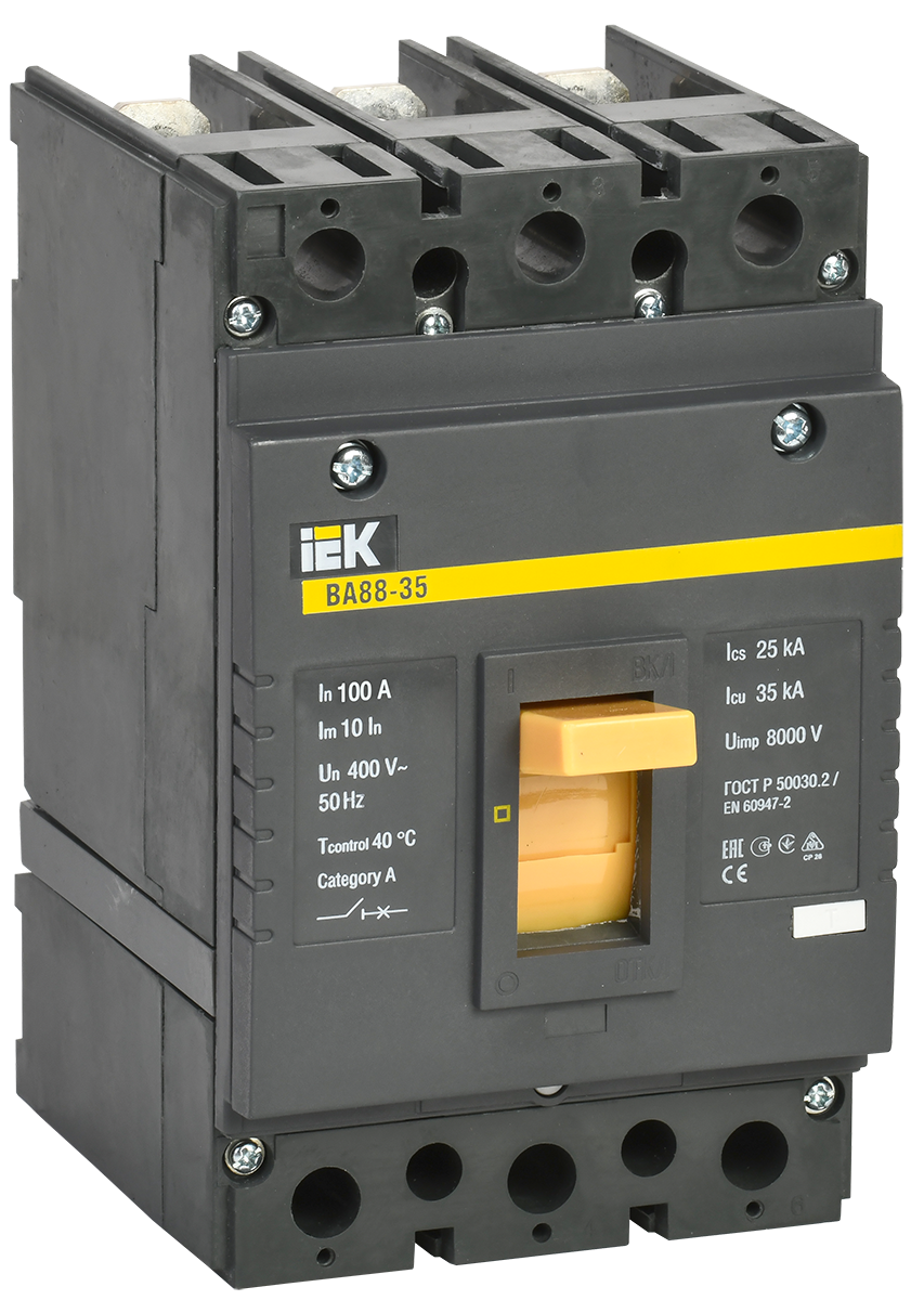 Выключатель автоматический IEK ВА88-35 трехполюсный (3P/3П) 100A 35kA (SVA30-3-0100)