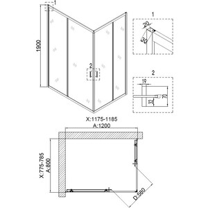 Душевой уголок Niagara Nova 120х80 с поддоном, прозрачный, хром (NG-6610-08, NG-120-80Q)