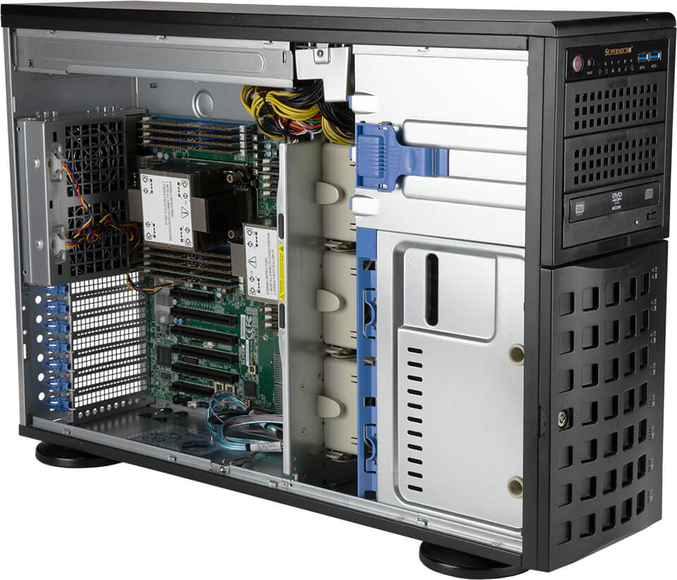 Серверная платформа SuperMicro 740P-TR, 2xSocket4189, 16xDDR4, 8x2.5/3.5 HDD HS, 1xM.2-PCI-E, 2GLAN, IPMI, Redundant 2x1200 Вт, 4U (SYS-740P-TR)