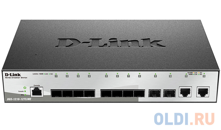 Коммутатор D-Link DGS-1210-12TS/ME/B1A Управляемый коммутатор 2 уровня с 10 портами 1000Base-X SFP и 2 портами 10/100/1000Base-T в Москвe