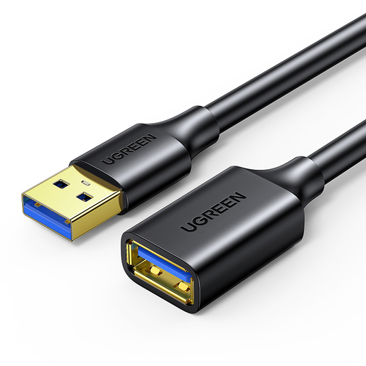 Кабель-удлинитель USB 3.0(Am)-USB 3.0(Af), экранированный, 3A 3 м, черный UGREEN US129 (30127)