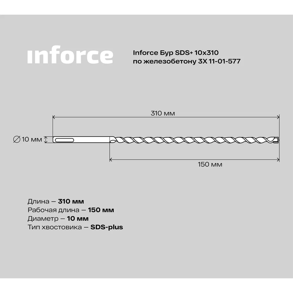 Бур sds-plus по железобетону Inforce