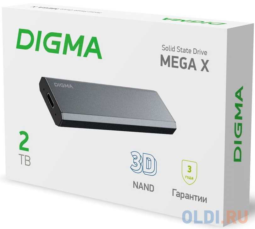 Внешний SSD диск 1.8" 2 Tb USB Type-C Digma MEGA X серый