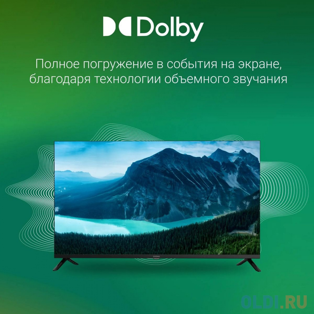 Телевизор LED Digma 40" DM-LED40SBB36 Салют ТВ Frameless Metal черный FULL HD 60Hz DVB-T DVB-T2 DVB-C DVB-S DVB-S2 USB WiFi Smart TV