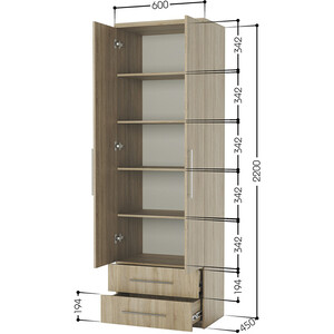 Шкаф с полками и ящиками Шарм-Дизайн Мелодия МПЯ-21 60х45 дуб сонома