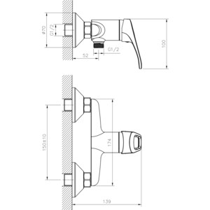 Смеситель для душа Decoroom хром (DR21056) в Москвe