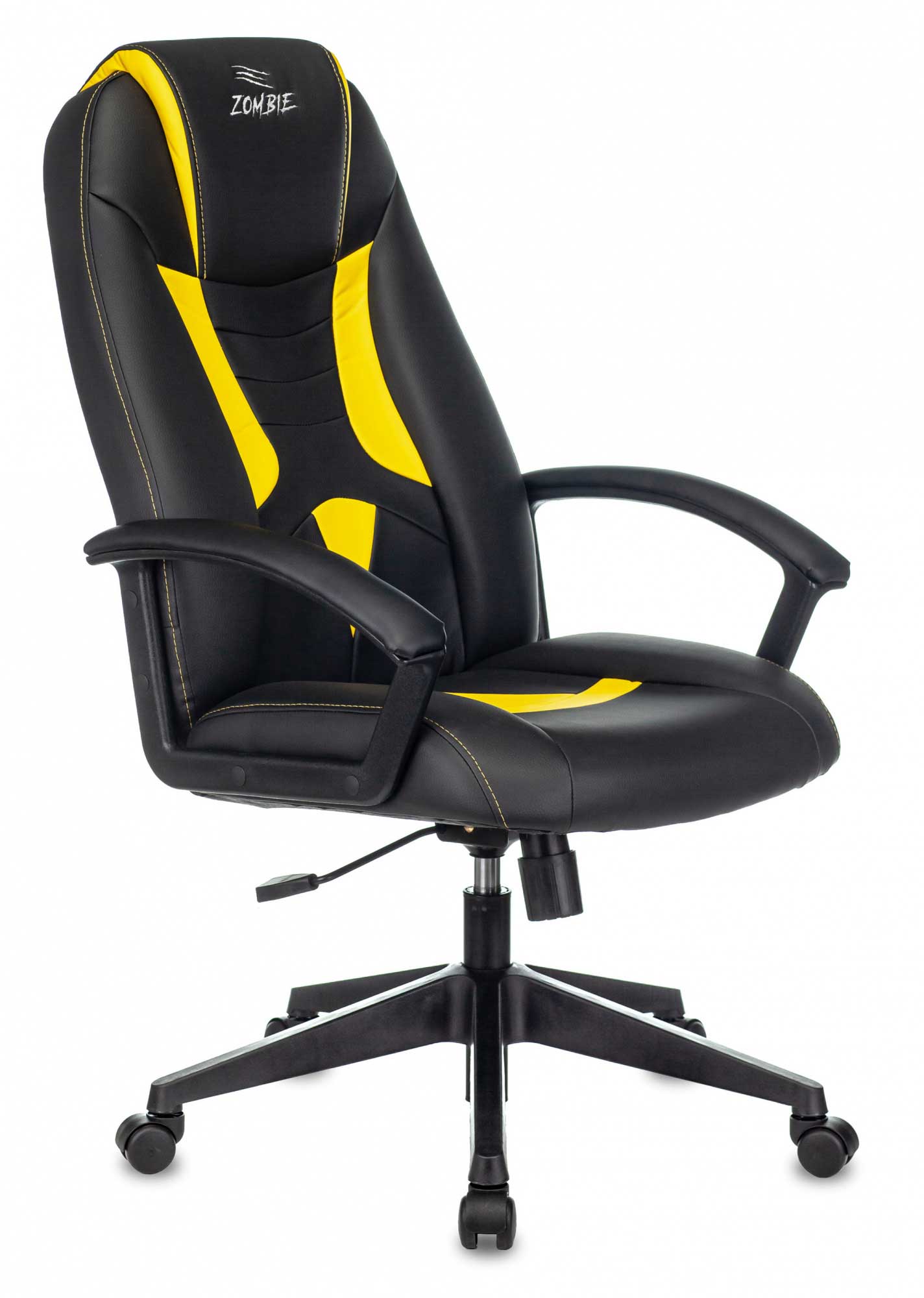 Кресло игровое Бюрократ Zombie 8 черный/желтый эко.кожа