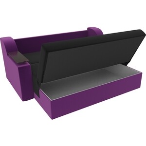 Прямой диван АртМебель Сенатор микровельвет черный/фиолетовый (120) аккордеон