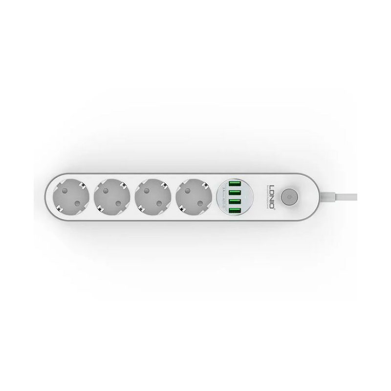 Сетевой фильтр Ldnio SE4432 4 Sockets 4xUSB 2500W 2m White-Grey LD_D0423