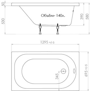 Акриловая ванна Triton Стандарт 130x70 (Н0000099326)