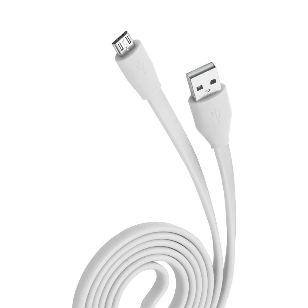 Кабель OLMIO USB 2.0 - microUSB, 1м, 2.1A, белый, плоский